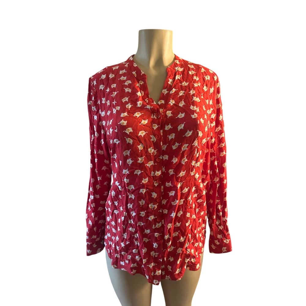 M Modcloth Red Safari As I Can See Elephant Print… - image 2